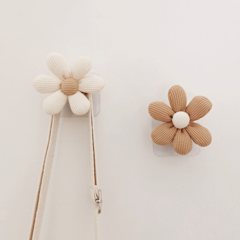 Flower Wall Hook Wooden Sticky Holder for Towel & Coats