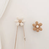 Flower Wall Hook Wooden Sticky Holder for Towel & Coats