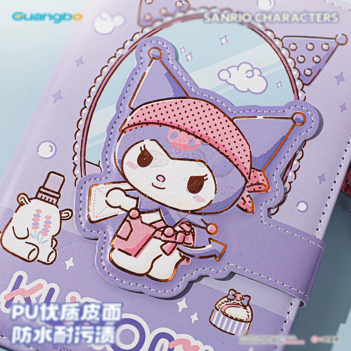Sanrio B6 PU Leather Notebook Cute Character Journal with Lock Strap & Color Pages