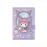 Sanrio B6 PU Leather Notebook Cute Character Journal with Lock Strap & Color Pages