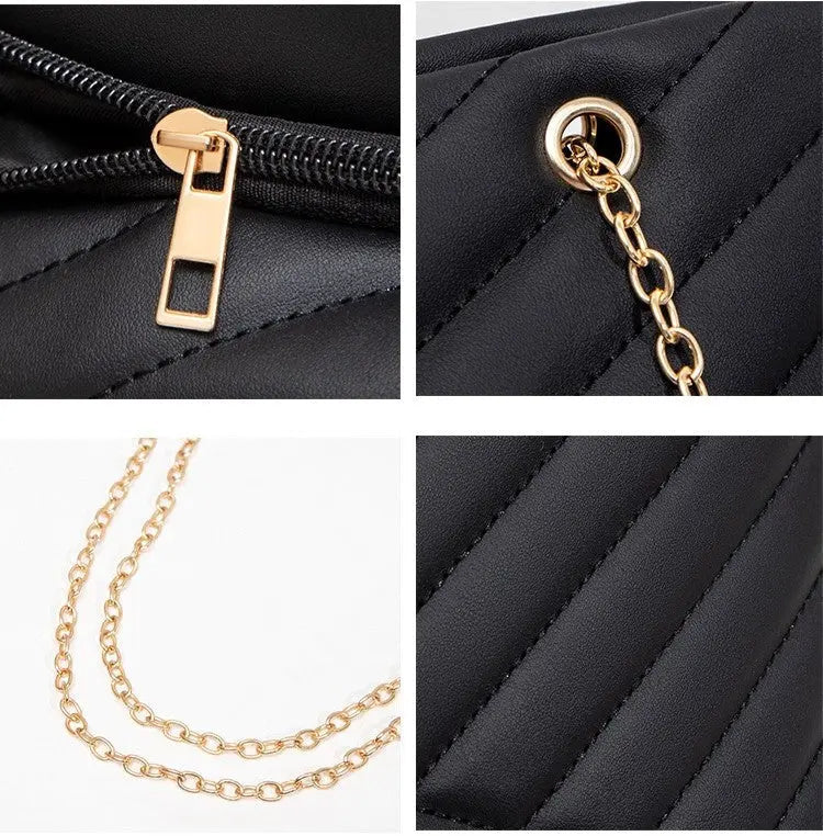 Quilted Chain Shoulder Tote Bag Elegant Women’s Fashion Handbag Lightweight Everyday Tote Purse SparkelsSparkels
