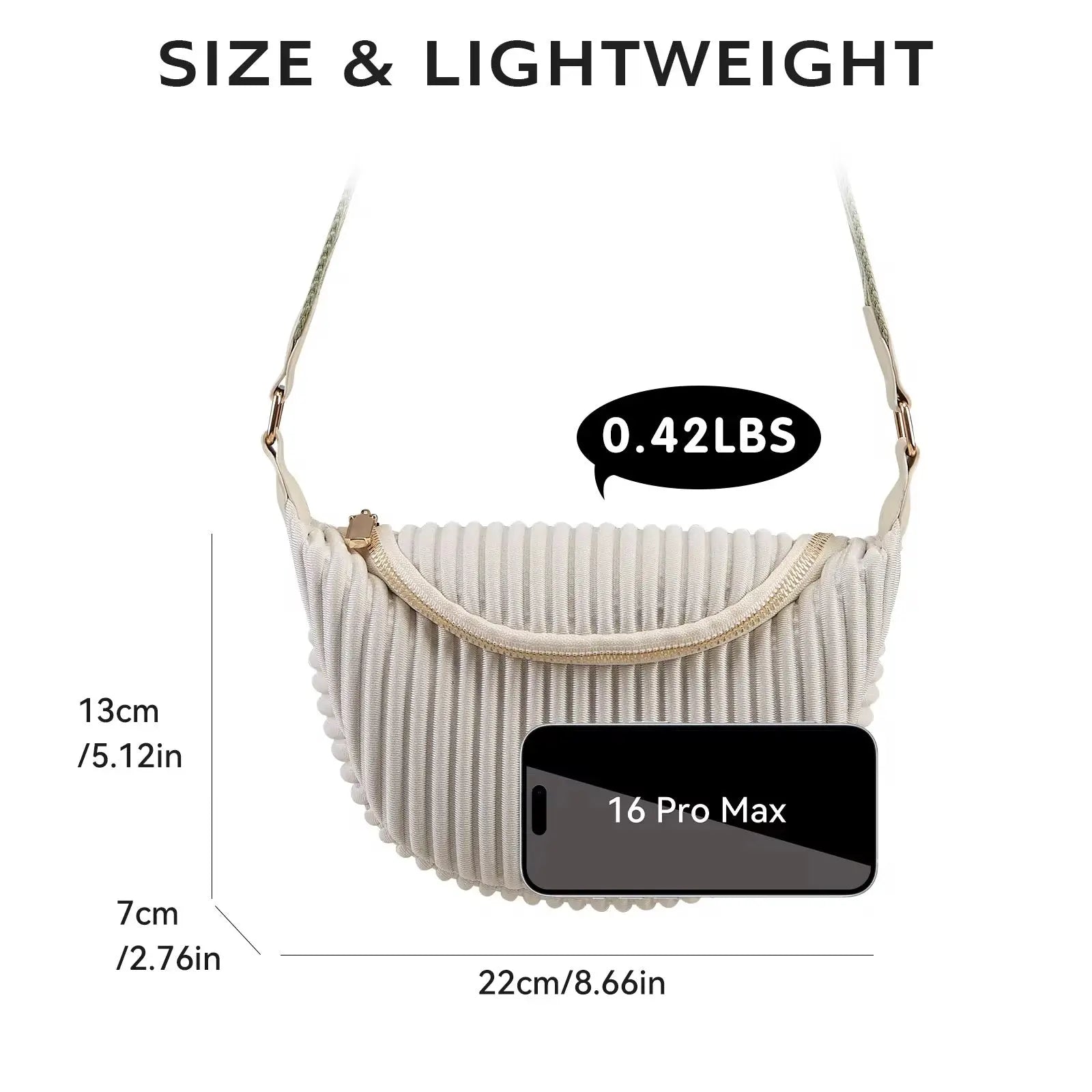 Women’s Pleated Crescent Crossbody Shoulder Bag Lightweight Fashion Sling Bag with Adjustable Strap SparkelsSparkels