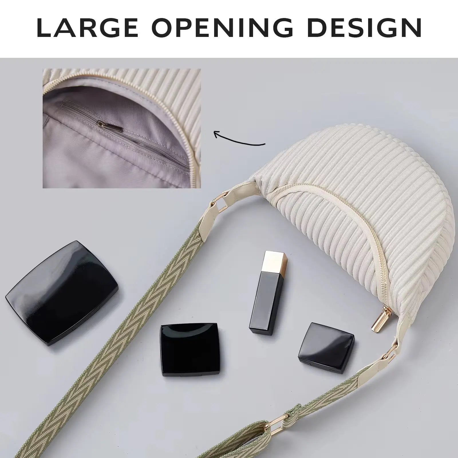 Women’s Pleated Crescent Crossbody Shoulder Bag Lightweight Fashion Sling Bag with Adjustable Strap SparkelsSparkels