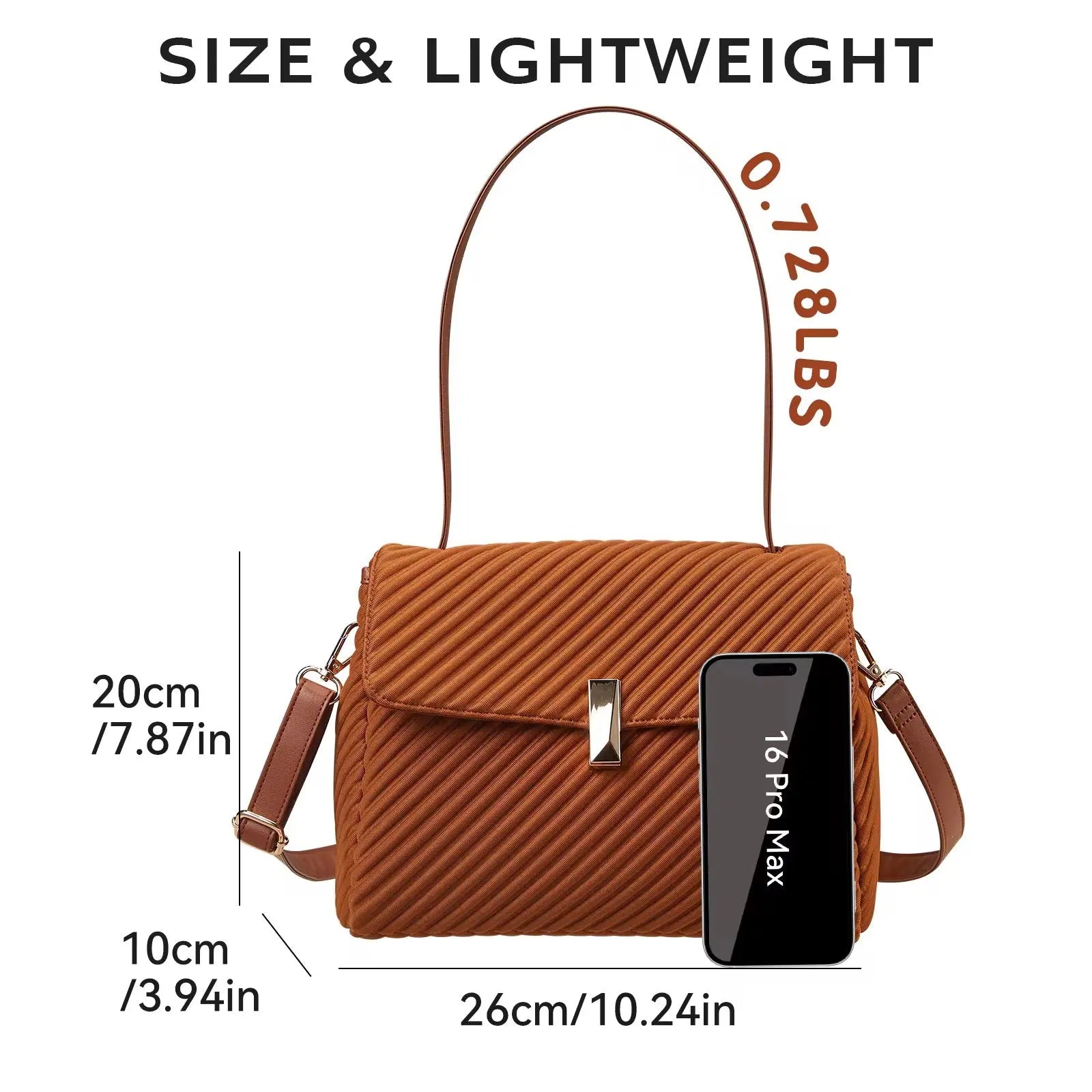 Women’s Elegant Pleated Shoulder & Crossbody Handbag Lightweight Fashion Tote Purse SparkelsSparkels