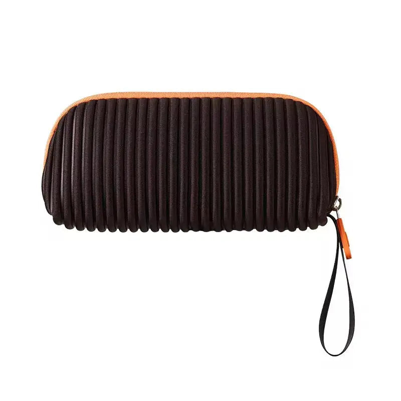 Pleated Wristlet Clutch Lightweight Women’s Makeup Bag Travel Cosmetic Pouch with Zipper Portable Handbag Organize SparkelsSparkels