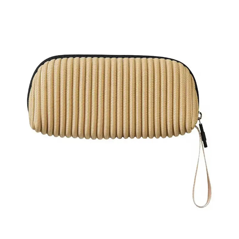 Pleated Wristlet Clutch Lightweight Women’s Makeup Bag Travel Cosmetic Pouch with Zipper Portable Handbag Organize SparkelsSparkels