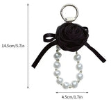Pearl Rose Keychain Bracelet Elegant Ribbon Flower Charm Bag & Car Key Holder SparkelsSparkels