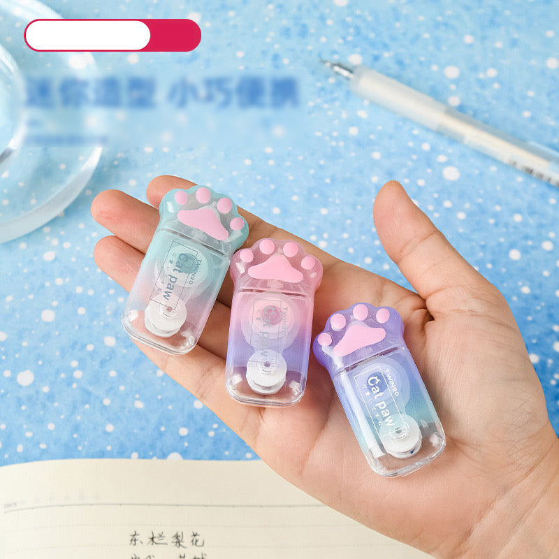 Mini Cat Paw Correction Tape Cute Pastel 5m Eraser Tape for School & Journaling