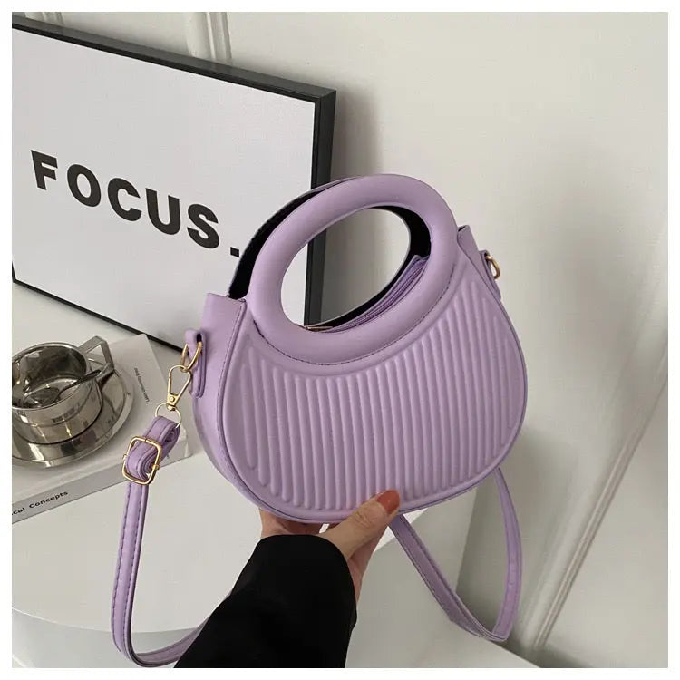 Trendy Pleated Round Handle Mini Crossbody Bag for Women Cute Fashion Shoulder Handbag SparkelsSparkels
