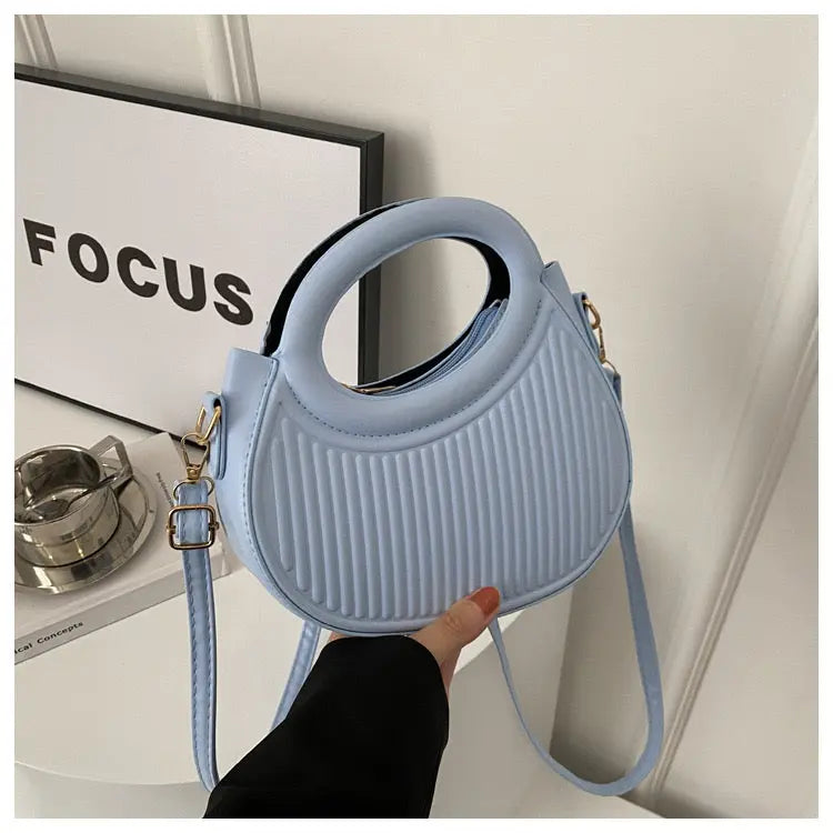 Trendy Pleated Round Handle Mini Crossbody Bag for Women Cute Fashion Shoulder Handbag SparkelsSparkels