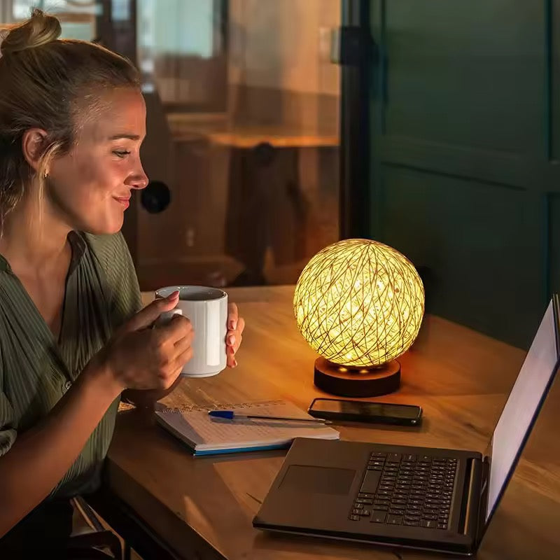Rattan Ball Table Lamp