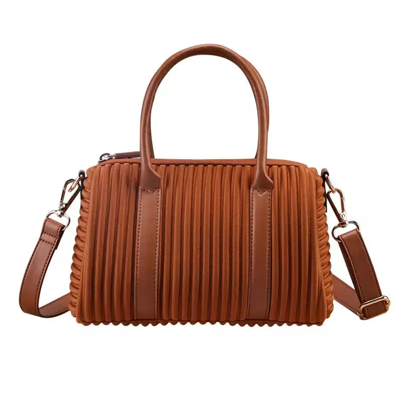 Women’s Pleated Mini Handbag Lightweight Crossbody Shoulder Bag with Top Handle Casual Chic Daily Purse SparkelsSparkels