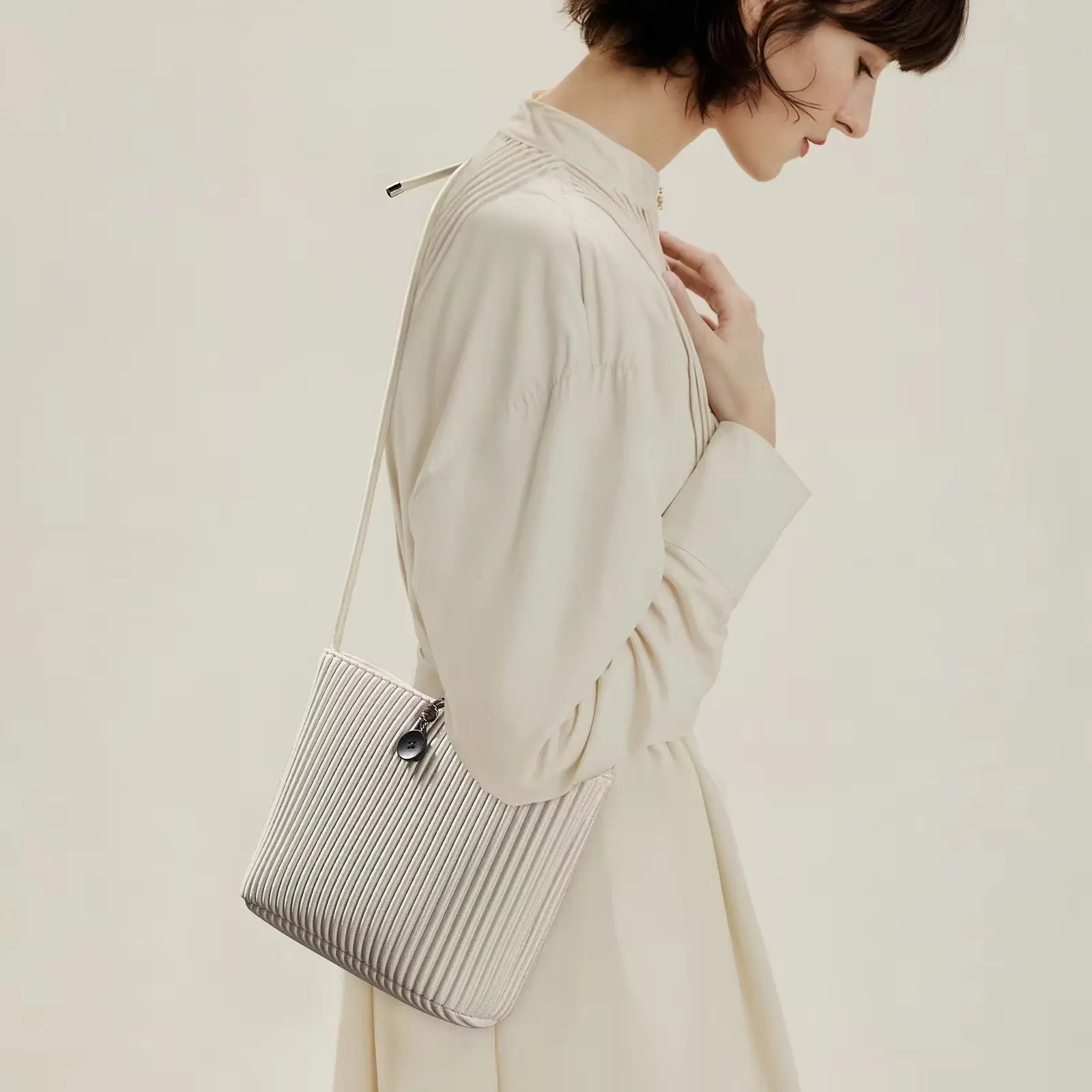 Convertible Pleated Shoulder & Satchel Handbag for Women Lightweight Casual Crossbody Tote with Adjustable Strap SparkelsSparkels