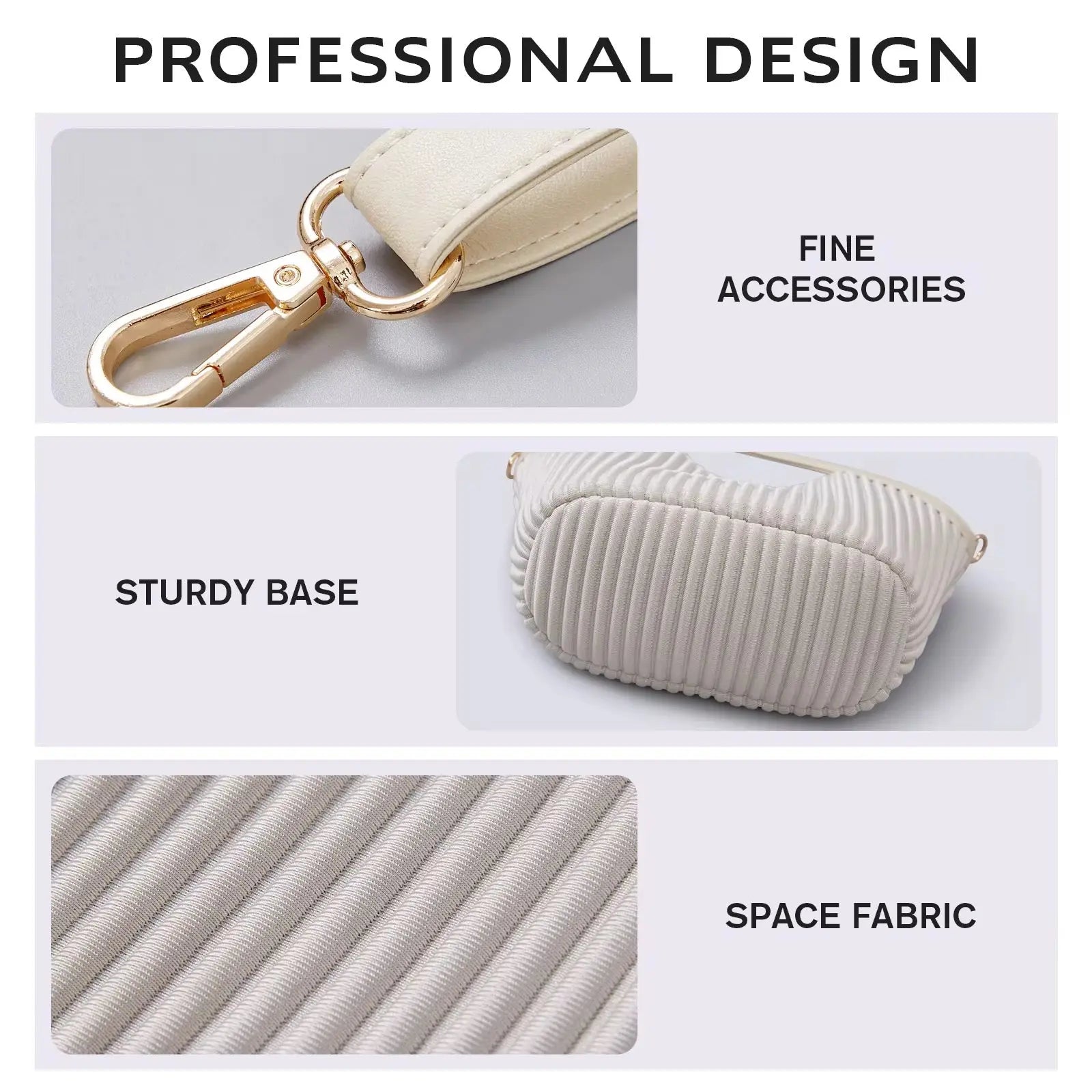 Minimalist Pleated Handle Crossbody Bag Lightweight Fashion Shoulder Purse for Women SparkelsSparkels