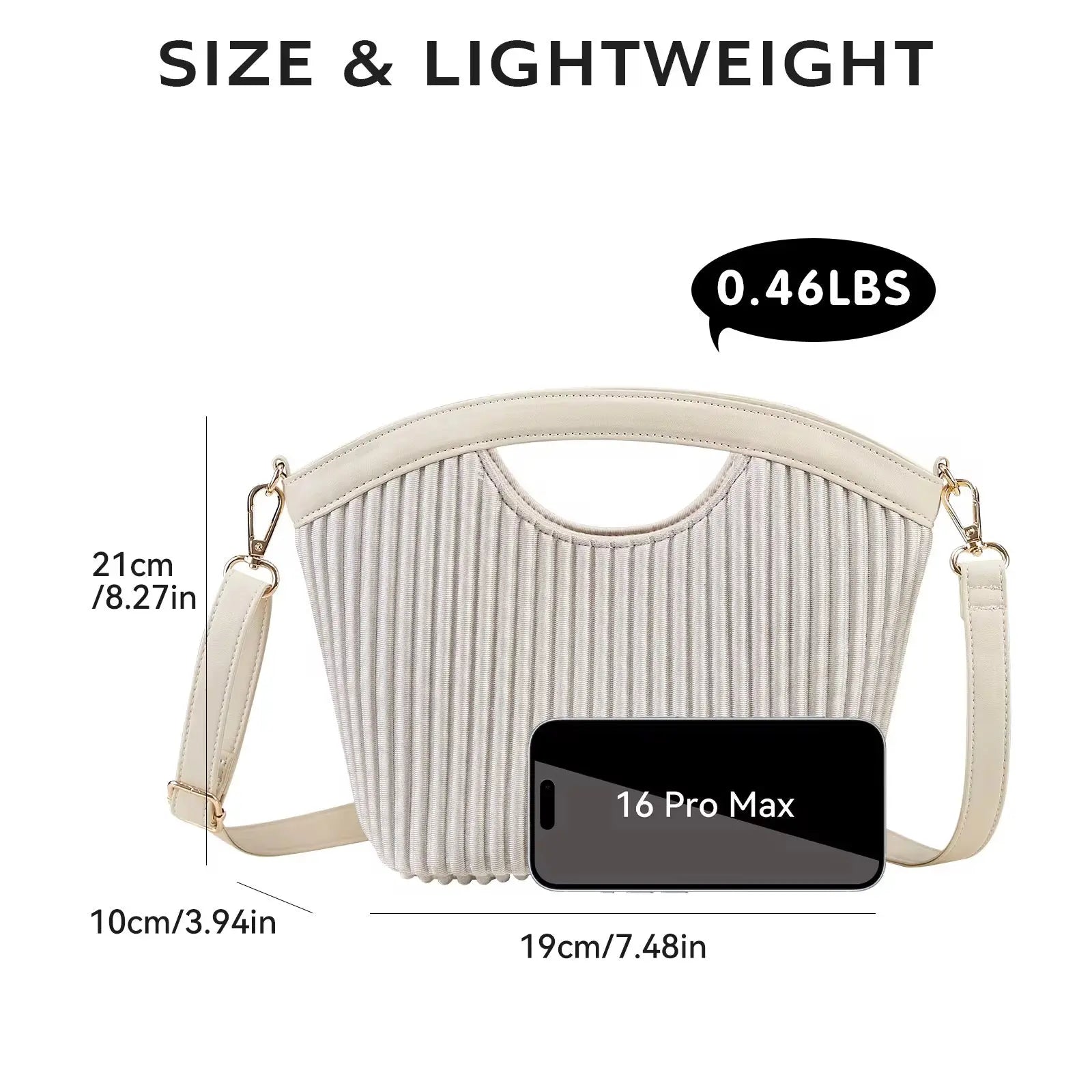 Minimalist Pleated Handle Crossbody Bag Lightweight Fashion Shoulder Purse for Women SparkelsSparkels