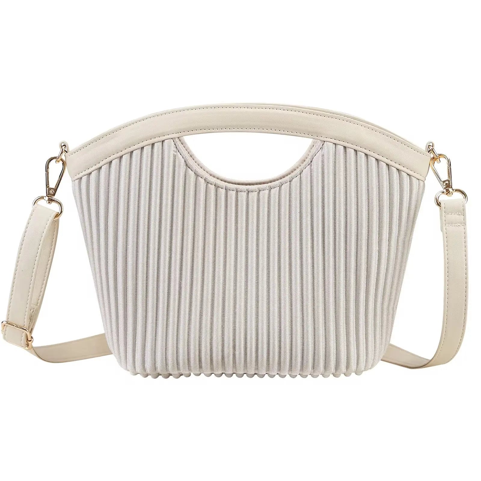 Minimalist Pleated Handle Crossbody Bag Lightweight Fashion Shoulder Purse for Women SparkelsSparkels