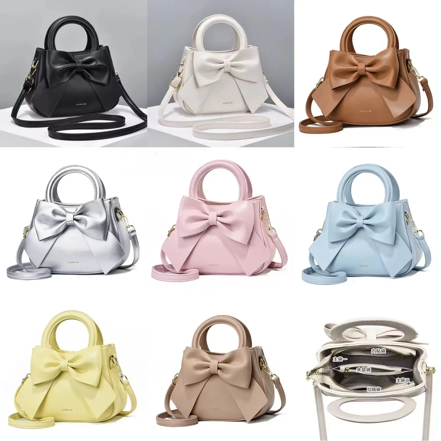 Cute Bowknot Mini Handbag for Women Luxury PU Leather Crossbody Shoulder Bag & Top Handle Purse SparkelsSparkels