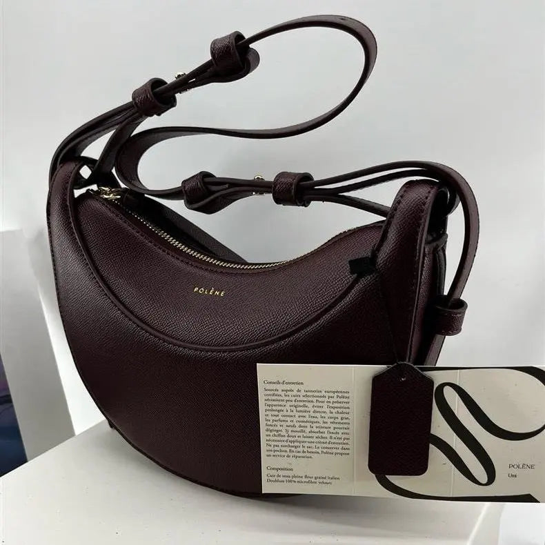 Luxury Crescent Shoulder Bag for Women Premium PU Leather Half-Moon Crossbody Handbag Polished Minimal Elegant Designer Bag SparkelsSparkels