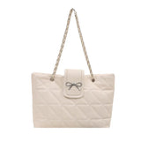 Elegant Quilted Bow Chain Tote Bag for Women Stylish Shoulder Handbag & Casual Carry Purse SparkelsSparkels