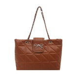 Elegant Quilted Bow Chain Tote Bag for Women Stylish Shoulder Handbag & Casual Carry Purse SparkelsSparkels