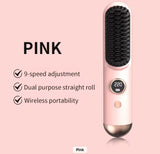 Portable Rechargeable Hair Straightening Brush with Digital Display