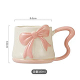 3D Bow Ceramic Mug Cute Ribbon Coffee Cup with Butterfly Handle