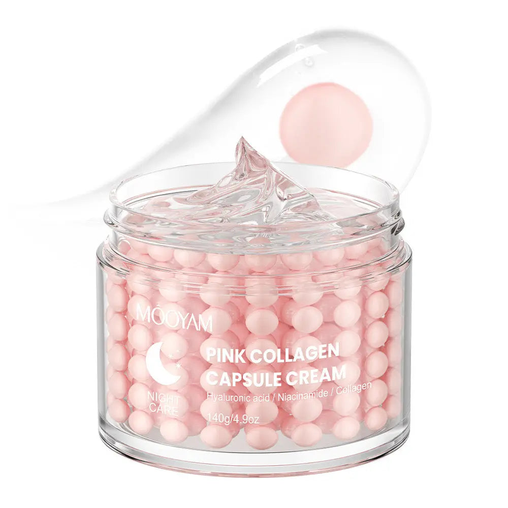 Mooyam Pink Collagen Capsule Night Cream Hyaluronic Acid & Niacinamide Deep Moisturizing Brightening Face Cream (140g) SparkelsSparkels