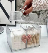 Luxury Acrylic Cotton Swab Storage Box with Bunny Lid Q Tip & Cotton Pad Organizer SparkelsSparkels