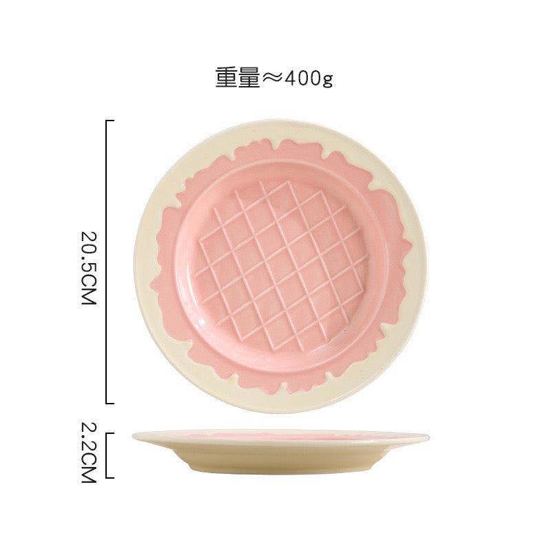 Ice Cream Cone Ceramic Bowl & Cup Set Pastel Pink Dessert Bowl, Snack Cup, Breakfast Bowl, Ice Cream Plate Cute Kitchen Tableware Collection SparkelsSparkels