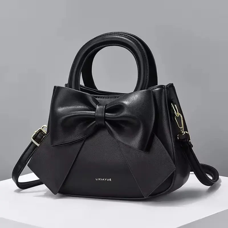 Cute Bowknot Mini Handbag for Women Luxury PU Leather Crossbody Shoulder Bag & Top Handle Purse SparkelsSparkels