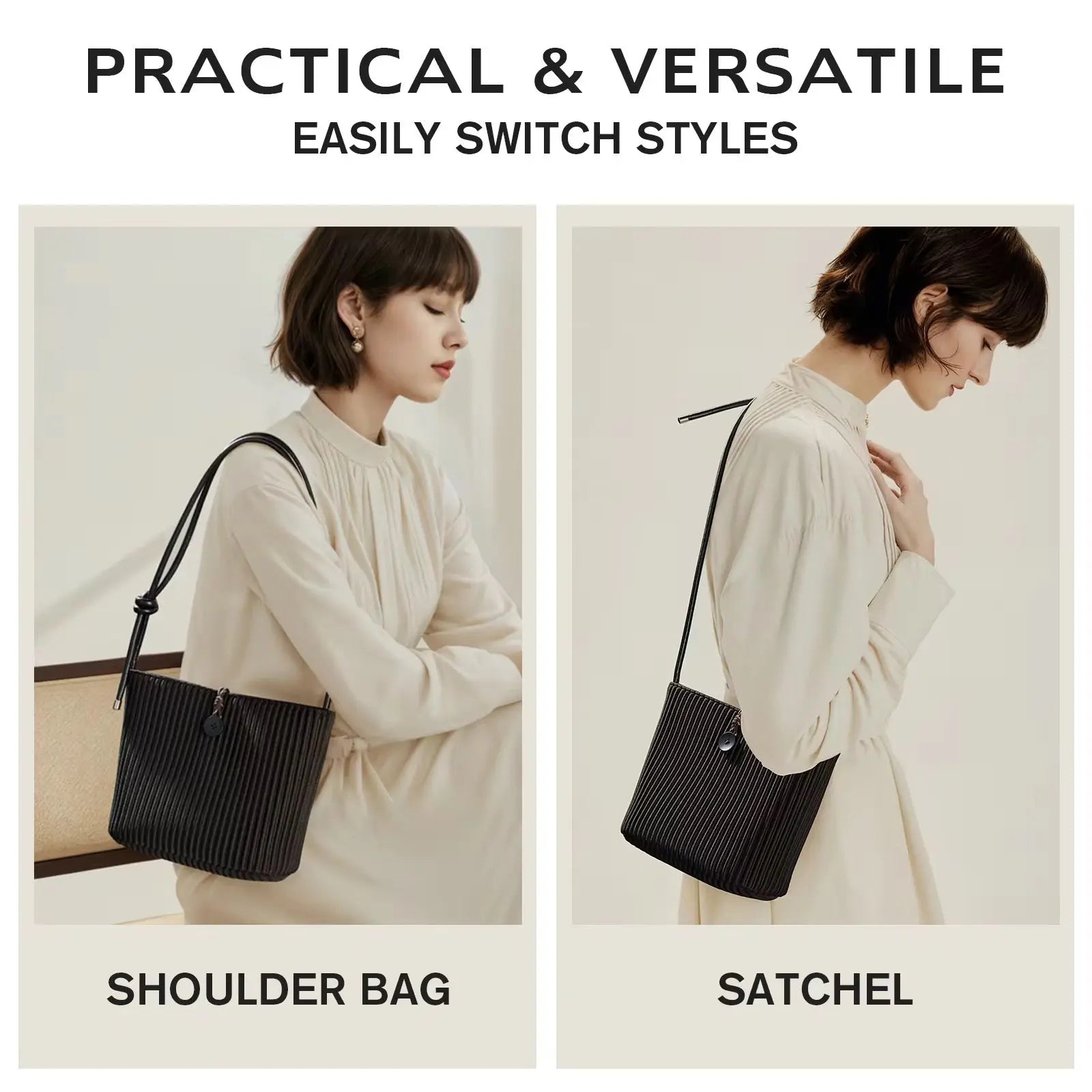 Convertible Pleated Shoulder & Satchel Handbag for Women Lightweight Casual Crossbody Tote with Adjustable Strap SparkelsSparkels