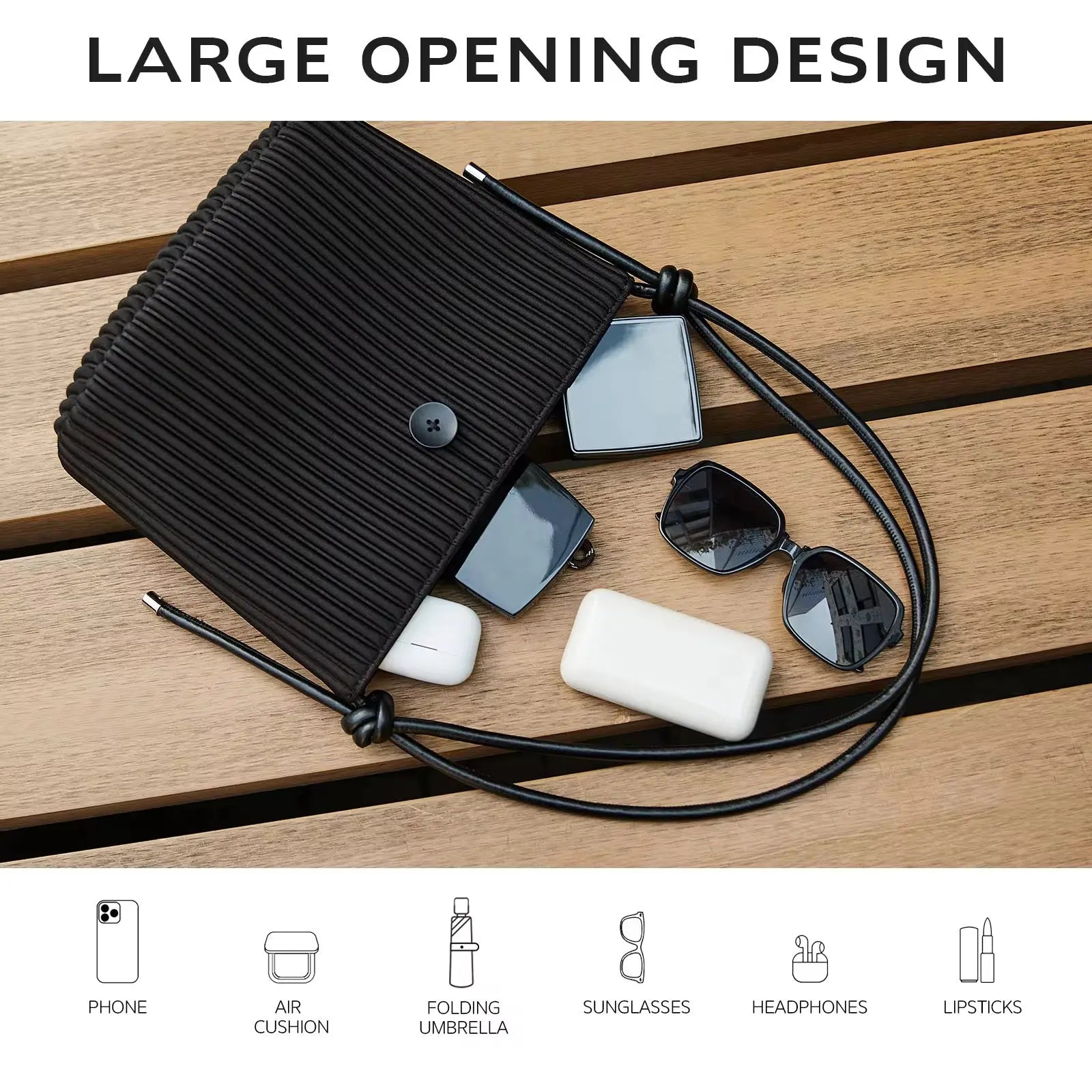 Convertible Pleated Shoulder & Satchel Handbag for Women Lightweight Casual Crossbody Tote with Adjustable Strap SparkelsSparkels