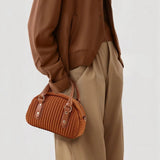 Women’s Pleated Mini Bowling Bag Lightweight Crossbody & Handbag Elegant Small Shoulder Purse SparkelsSparkels