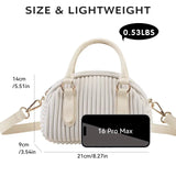 Women’s Pleated Mini Bowling Bag Lightweight Crossbody & Handbag Elegant Small Shoulder Purse SparkelsSparkels