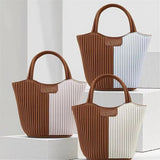Two-Tone Pleated Tote Shoulder Bag Lightweight Stylish Handbag for Women Casual & Chic Everyday Purse SparkelsSparkels