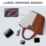 Two-Tone Pleated Tote Shoulder Bag Lightweight Stylish Handbag for Women Casual & Chic Everyday Purse SparkelsSparkels