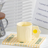 Cute Fried Egg Handle Ceramic Mug Pastel Aesthetic Coffee Cup with Drip Design SparkelsSparkels