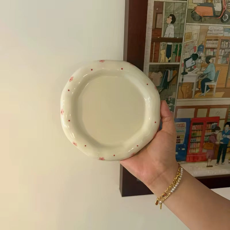 Handmade Pink Striped Ceramic Cup & Saucer Set 320ml Cute Floral Aesthetic Coffee & Tea Cup SparkelsSparkels