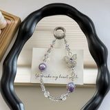 Butterfly Crystal Pearl Beaded Keychain