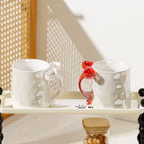 Modern Bow Handle Ceramic Mug 350ml Cute Aesthetic Coffee & Tea Cup with Glossy Ribbon Handle SparkelsSparkels