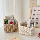 Handmade Cotton Rope Basket Desktop Cosmetic Organizer
