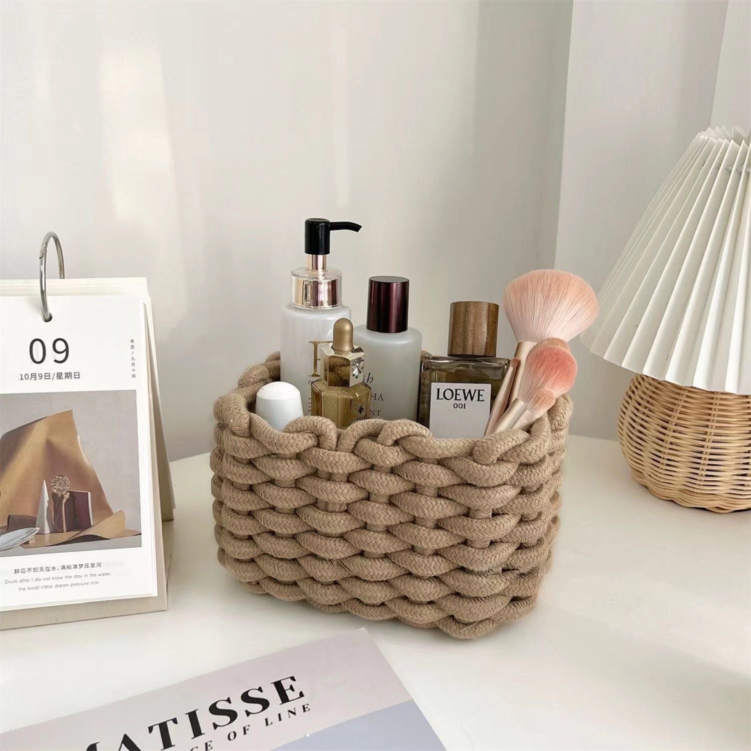 Handmade Cotton Rope Basket Desktop Cosmetic Organizer