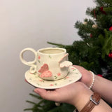 Handmade Butterfly Ceramic Cup & Saucer Set 270ml Cute Floral Aesthetic Coffee & Tea Cup SparkelsSparkels