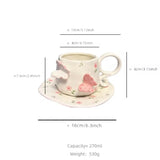 Handmade Butterfly Ceramic Cup & Saucer Set 270ml Cute Floral Aesthetic Coffee & Tea Cup SparkelsSparkels