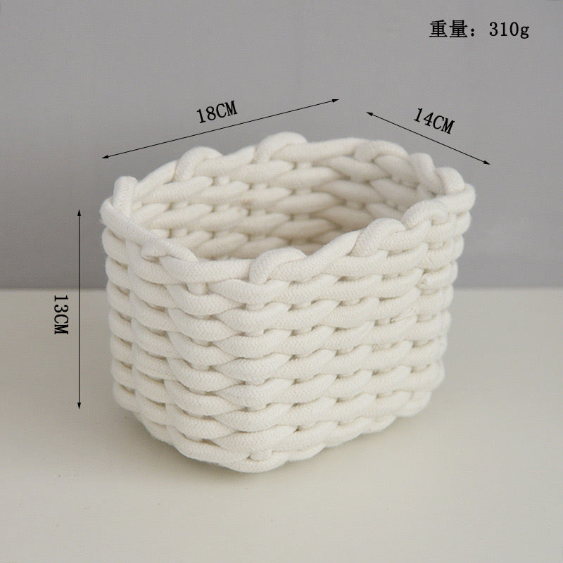 Handmade Cotton Rope Basket Desktop Cosmetic Organizer