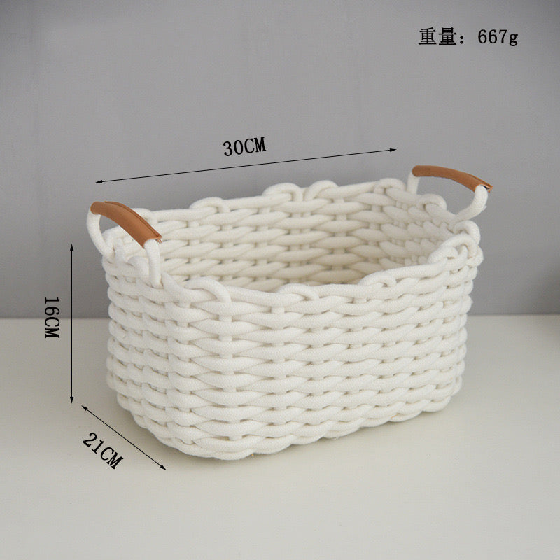Handmade Cotton Rope Basket Desktop Cosmetic Organizer