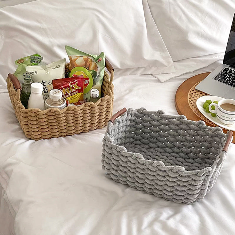 Handmade Cotton Rope Basket Desktop Cosmetic Organizer