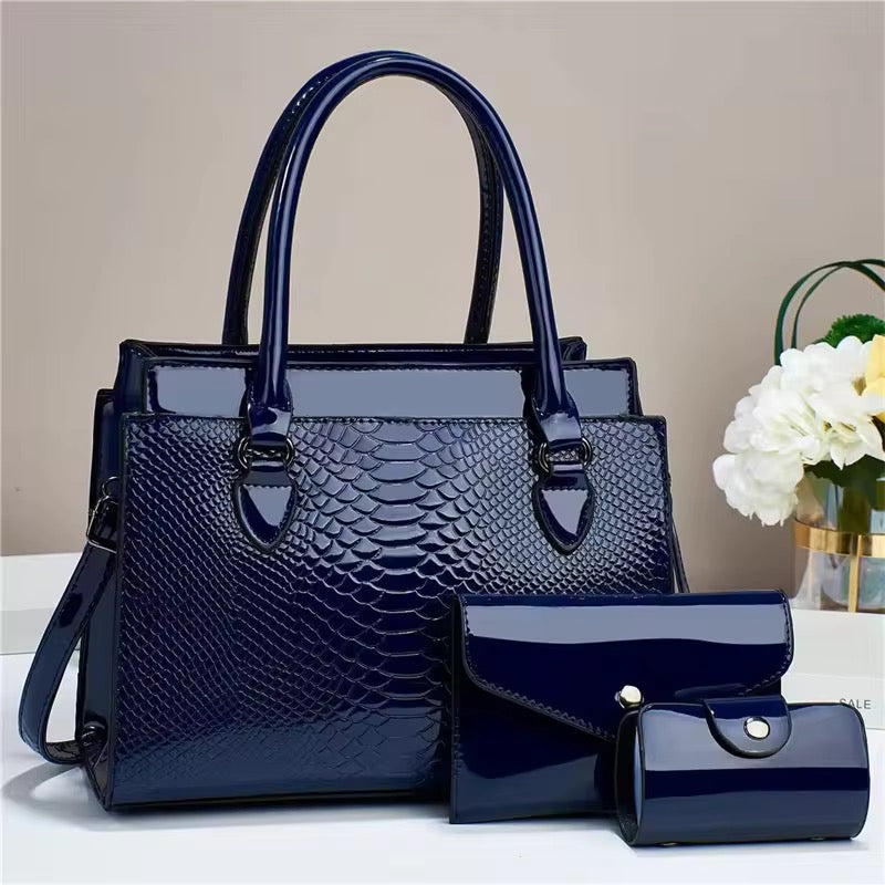 Luxury 3 Piece Women’s Handbag Set Elegant PU Leather Tote Bag Shoulder Bag & Wallet Fashion Office & Casual Bag Set SparkelsSparkels