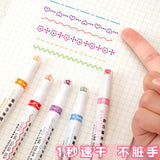 6Pcs/Set Flower Line Highlighter Pens Roller Nip Curve Marker Pen