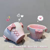 Handmade Cute Pink Bow Ceramic Mug 420ml Kawaii Ribbon Coffee Cup Princess Aesthetic Tea Mug